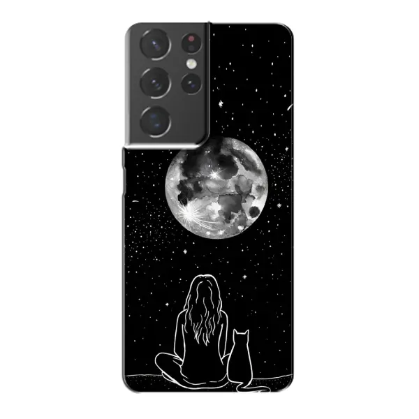 Чохол з принтом «Дівчина з котом» для Samsung Galaxy S21 Plus