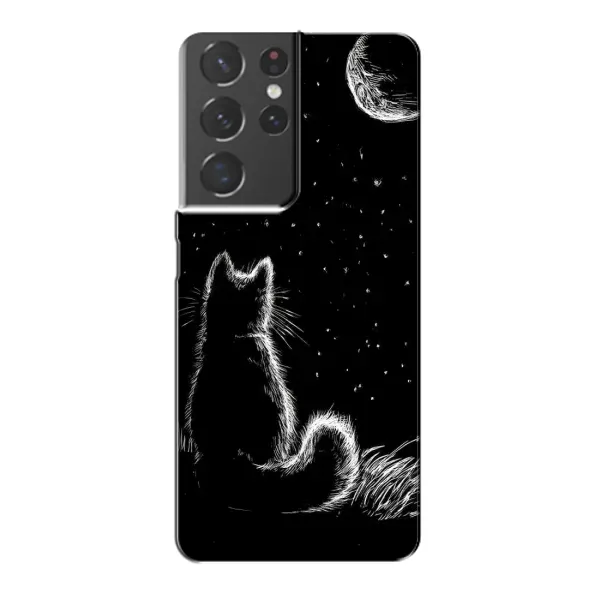 Чохол з принтом «Котик і місяць» для Samsung Galaxy S21 Plus