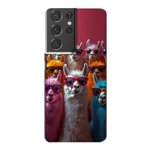 Чохол з принтом «Лами в окулярах» для Samsung Galaxy S21 Plus