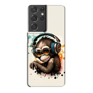 Чохол з Мавпами Samsung Galaxy S21 Plus - (AlphaPrint) (Макака в навушниках)