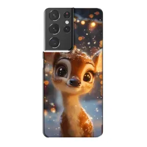 Яркий чехол для Samsung Galaxy S21 Plus с Зимними Оленятами (Олененок среди гирлянд)