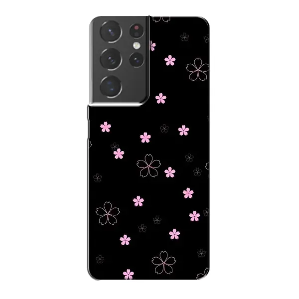 Чохол з принтом «Рожеві квіти на чорному» для Samsung Galaxy S21 Plus