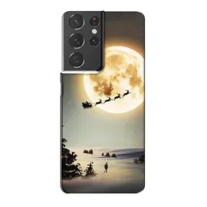 Новорічні, Святкові Чохли для Samsung Galaxy S21 Plus - 2024 год (Санта на місяці)