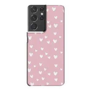 Чехол с розовым рисунком для Samsung Galaxy S21 Plus (Сердечки на розовом)