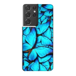 Чохол з принтом для Самсунг Галаксі S21 Plus - (Прикольні) (AlphaPrint) (Сині метелики)
