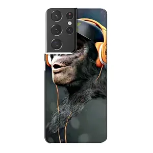 Чохол з Мавпами Samsung Galaxy S21 Plus - (AlphaPrint) (В навушниках)