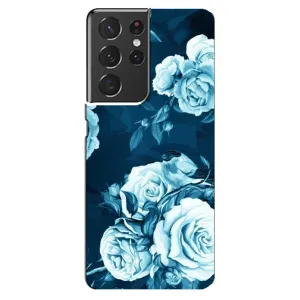 Чехлы (ART) Цветы на Samsung Galaxy S21 ultra (VPrint) (Голубые Бутоны)