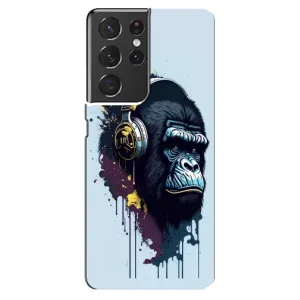 Чехол с Обезьянами Samsung Galaxy S21 ultra - (AlphaPrint) (Горилла в наушниках)