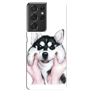 Чохол з Хаскі Samsung Galaxy S21 ultra - (AlphaPrint) (Хаскі улибака)