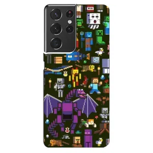 Чехол Майнкрафт на Samsung Galaxy S21 ultra (AlphaPrint) Minecraft (Коллаж Майнкрафт)