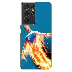 Чехол с принтом Фантастическая четверка для Samsung Galaxy S21 ultra (Человек-факел в огне)