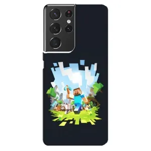 Чехол Майнкрафт на Samsung Galaxy S21 ultra (AlphaPrint) Minecraft (персонажи Minecraft)