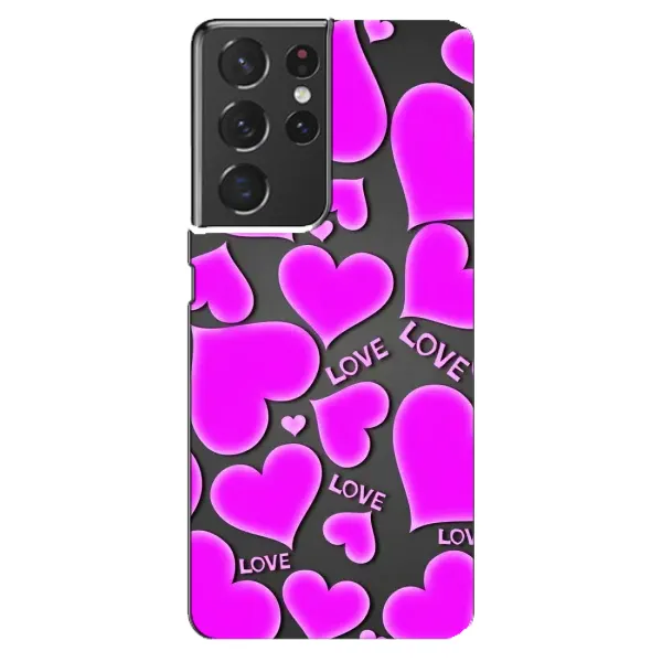 Чохол з принтом «Pink hearts» для Samsung Galaxy S21 ultra