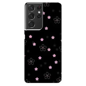Чохол з розовим принтом для Samsung Galaxy S21 ultra (Рожеві квіти на чорному)