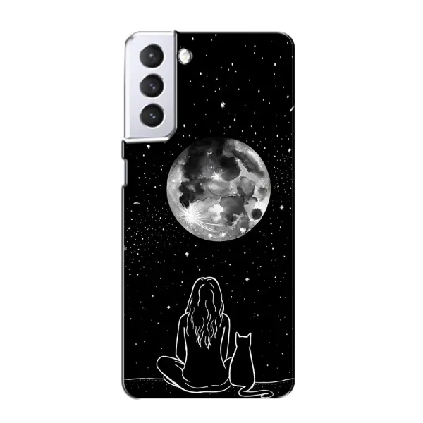 Чохол з принтом «Дівчина з котом» для Samsung Galaxy S21 Чохол з принтом «Дівчина з котом» для Samsung Galaxy S21