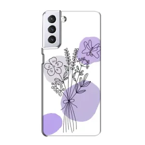 Силиконовый чехол с принтом в цветах на Samsung Galaxy S21 (Букет фиолетовая абстракция)