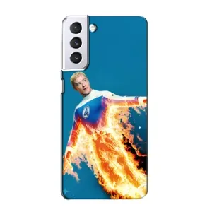 Чохол з принтом Фантастична четвірка для Samsung Galaxy S21 (Людина-факел у вогні)