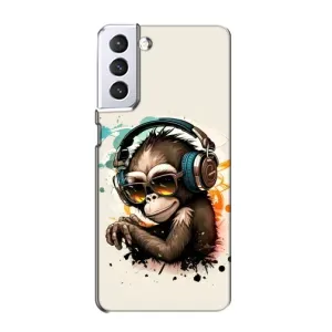 Чохол з Мавпами Samsung Galaxy S21 - (AlphaPrint) (Макака в навушниках)