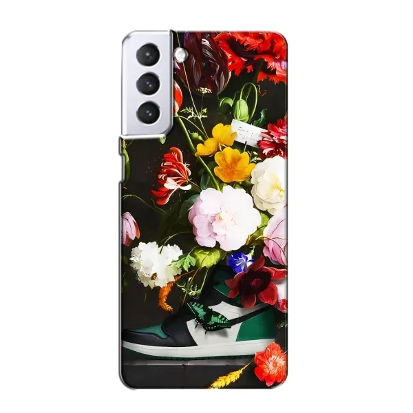 Чохол з принтом «Nike цветы» для Samsung Galaxy S21