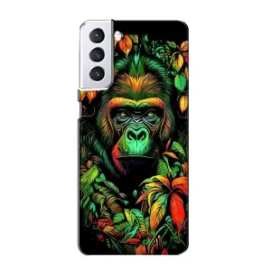 Чохол з Мавпами Samsung Galaxy S21 - (AlphaPrint) (Мавпа в квітах)