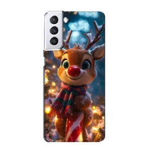 Яскравий чохол для Samsung Galaxy S21 з Зимові Оленята (Олень з шарфом)