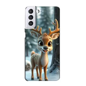 Яскравий чохол для Samsung Galaxy S21 з Зимові Оленята (Оленятко в лісі)
