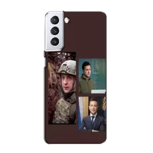Чехол для Samsung Galaxy S21 (AlphaPrint - с принтом Зеленского) (Президент)
