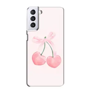 Чехол с розовым рисунком для Samsung Galaxy S21 (Розовые вишни)