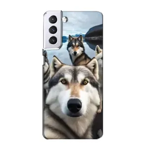 Чохол з Хаскі Samsung Galaxy S21 - (AlphaPrint) (Селфі Хаскі)