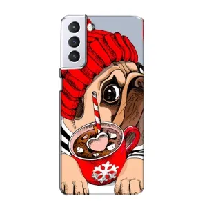 Чохли з собаками для Samsung Galaxy S21 (VPrint) (Песик в шапці)
