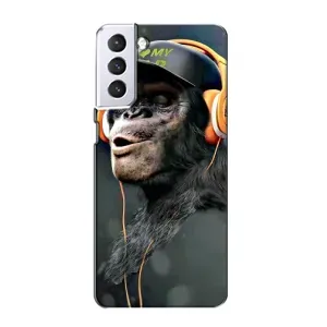 Чохол з Мавпами Samsung Galaxy S21 - (AlphaPrint) (В навушниках)