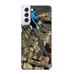 Чехлы с картинкой ЗСУ для Samsung Galaxy S21 (AlphaPrint) (Воїн ЗСУ)
