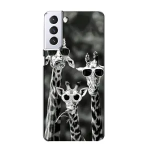 Силіконовий чохол з КАРТИНКАМИ літо для Samsung Galaxy S21 (AlphaPrint) (Жирафи в окулярах)