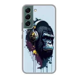 Чехол с Обезьянами Samsung Galaxy S22 Plus - (AlphaPrint) (Горилла в наушниках)