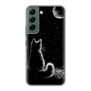 Чехол с принтом для Samsung Galaxy S22 Plus (AlphaPrint) Модные коты (Котик и луна)
