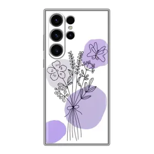 Силконовий чохол з принтом в квітах на Samsung Galaxy S22 Ultra (Букет фіолетова абстракція)
