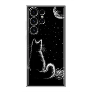 Чохол з принтом для Samsung Galaxy S22 Ultra (AlphaPrint) Модні коти (Котик і місяць)