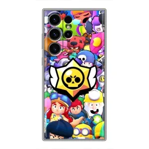 Чехол для Samsung Galaxy S22 Ultra Бравл Старс (VPrint) (Лого Brawl Stars)