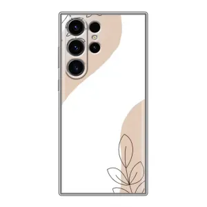 Силконовий чохол з принтом в квітах на Samsung Galaxy S22 Ultra (Нюдова гілочка абстракція)