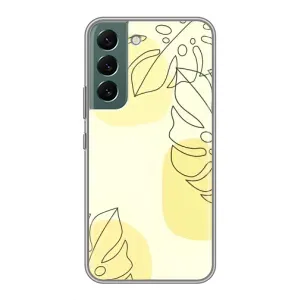 Силиконовый чехол с принтом в цветах на Samsung Galaxy S22 (Желтая монстера арт)