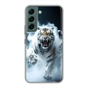 Чохол з картинкою 'Хижаки' для Samsung Galaxy S22 (Білий тигр у диму)