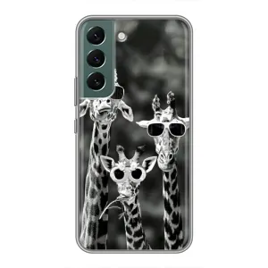 Силіконовий чохол з КАРТИНКАМИ літо для Samsung Galaxy S22 (AlphaPrint) (Жирафи в окулярах)