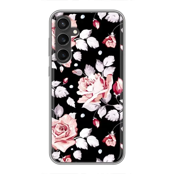Чехол с принтом «Цветочки на черном» для Samsung Galaxy S23 FE Чехол с принтом «Цветочки на черном» для Samsung Galaxy S23 FE