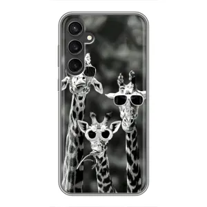 Силиконовый чехол с КАРТИНКАМИ лето для Samsung Galaxy S23 FE (AlphaPrint) (Жирафы в очках)