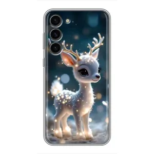 Яркий чехол для Samsung Galaxy S23 Plus с Зимними Оленятами (Блестящий олененок)