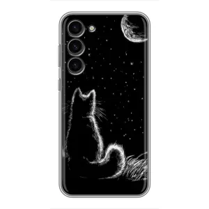 Чехол с принтом для Samsung Galaxy S23 Plus (AlphaPrint) Модные коты (Котик и луна)