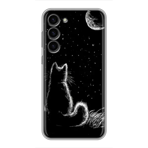 Чехол с принтом «Котик и луна» для Samsung Galaxy S23 Plus Чехол с принтом «Котик и луна» для Samsung Galaxy S23 Plus