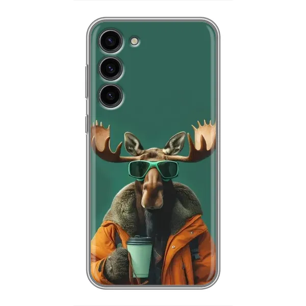 Чехол с принтом «Лось с кофе» для Samsung Galaxy S23 Plus Чехол с принтом «Лось с кофе» для Samsung Galaxy S23 Plus
