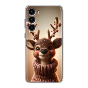 Яркий чехол для Samsung Galaxy S23 Plus с Зимними Оленятами (Олень в свитере)