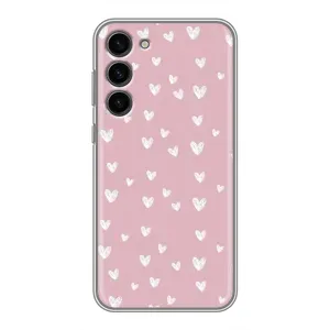 Чехол с розовым рисунком для Samsung Galaxy S23 Plus (Сердечки на розовом)